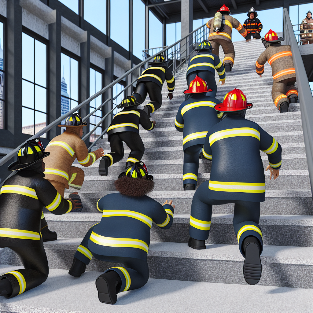 German firefighters take on staircase challenge