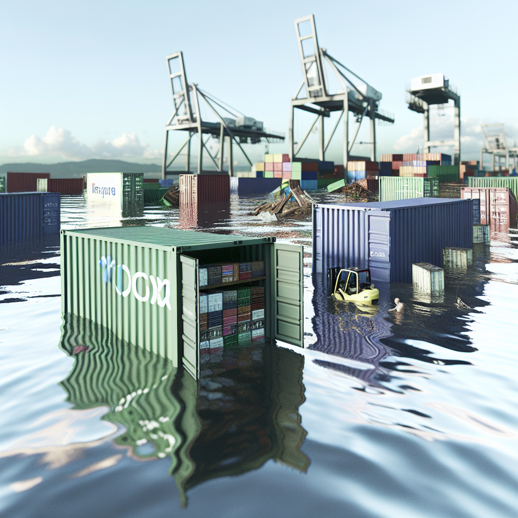 Moment Philippines floods move shipping containers